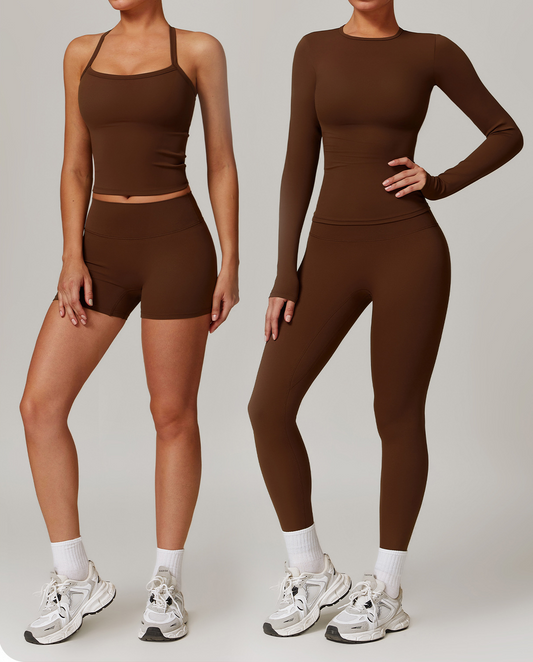 La NUBE Chocolate Brown LEGGINGS & LONG SLEEVE (pre-order)